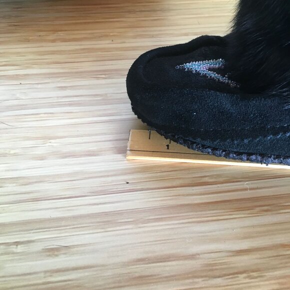 Black Suede and Fur Moccasins - Like New - Picture 9 of 10